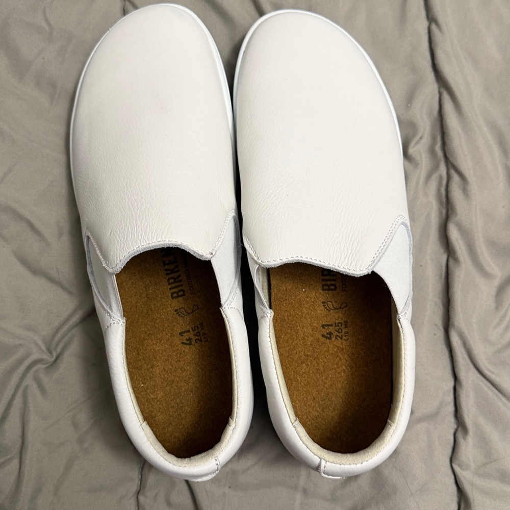 NWOB Birkenstock QO 400 White Leather Slipons - Picture 2 of 9